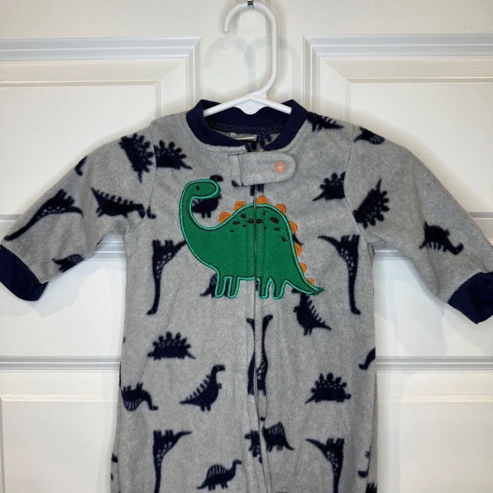 Bon Bebe Size 3-6 Months Dinosaur Fleece Footed Pajamas Sleeper One-Piece Outfit